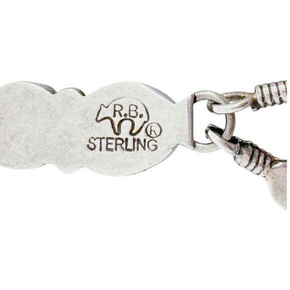 Turquoise Feather Single Dangle Earring | Southwest Vintage Sterling Silver 925 - Picture 5 of 7